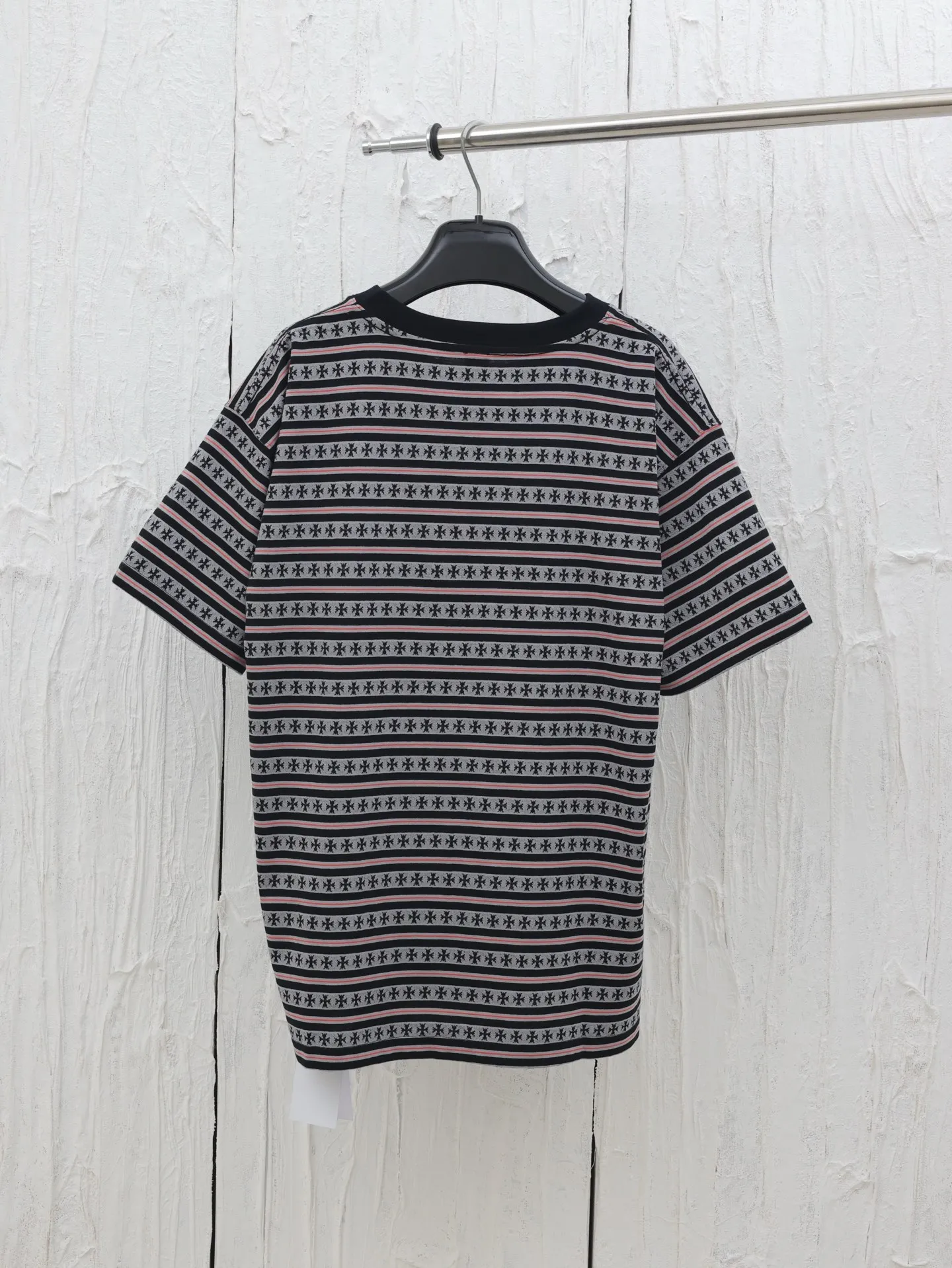 🅿️290 Come Hearts*/Cro Hearts 25 spring and summer new yarn-dyed all-over printed striped knitted round neck short sleeves Size: S/M/L